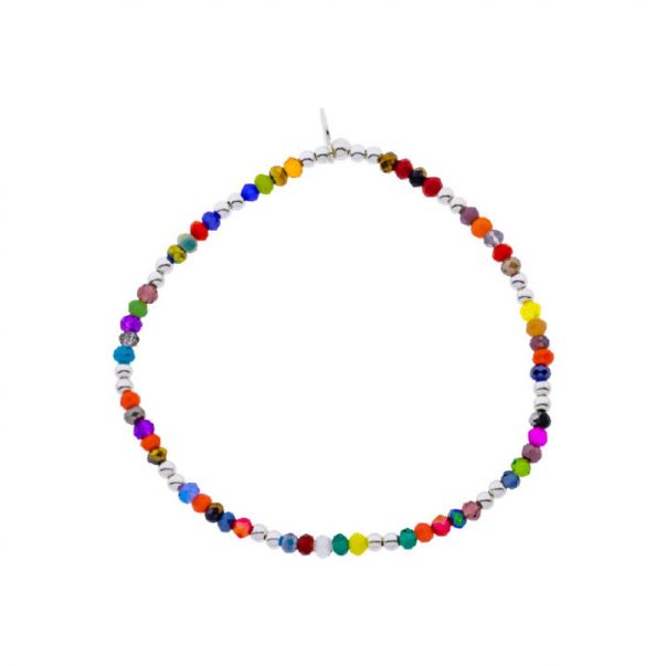 Pulsera Cristal de Colores y bolitas de Plata