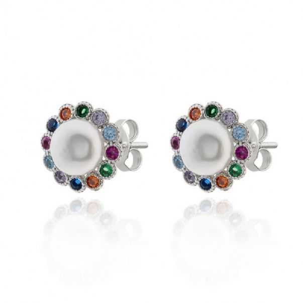 Pendiente Perla Circonitas de Colores