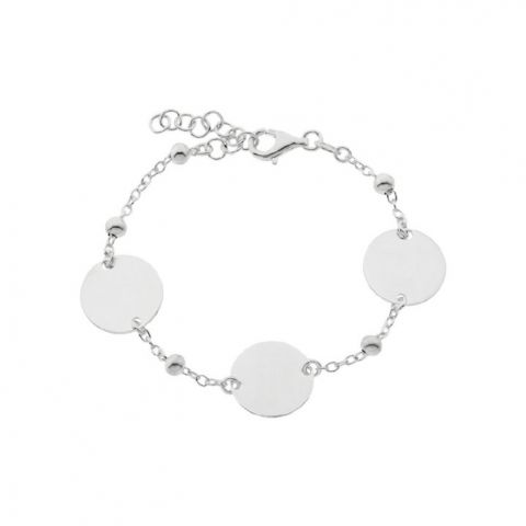 Pulsera Plata Discos Bolas
