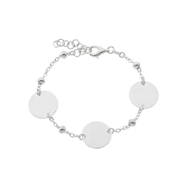 Pulsera Plata Discos Bolas