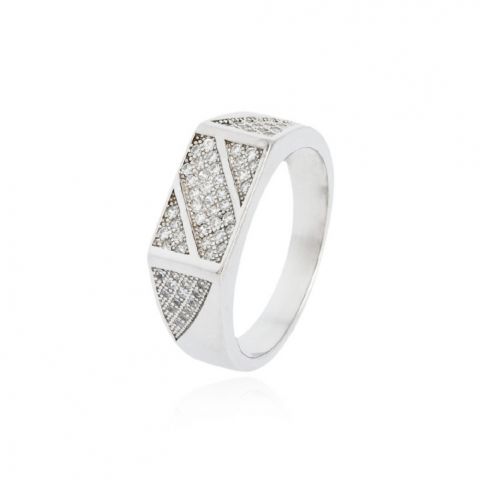 Anillo Sello Plata Circonitas
