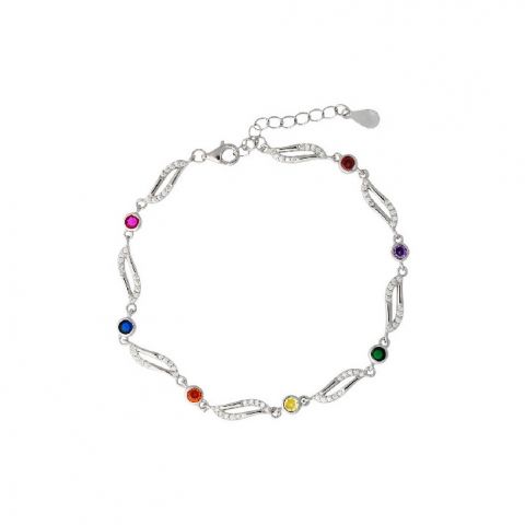 Pulsera Plata Circonitas Color