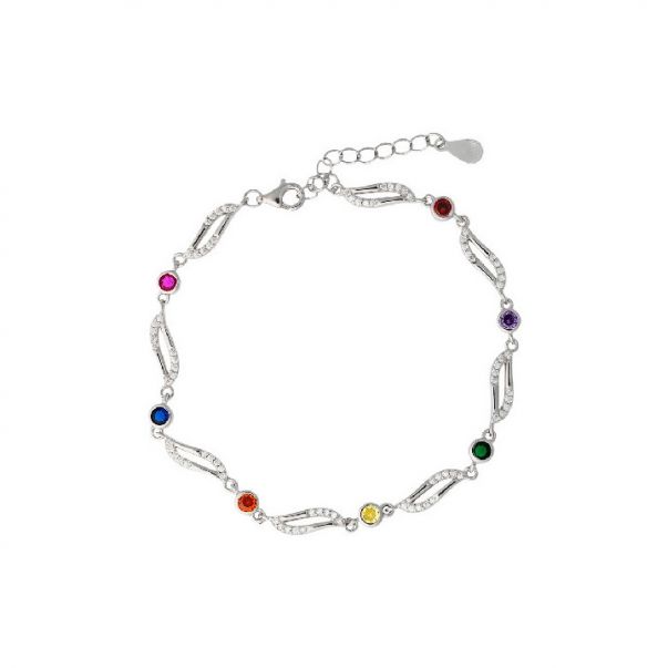 Pulsera Plata Circonitas Color