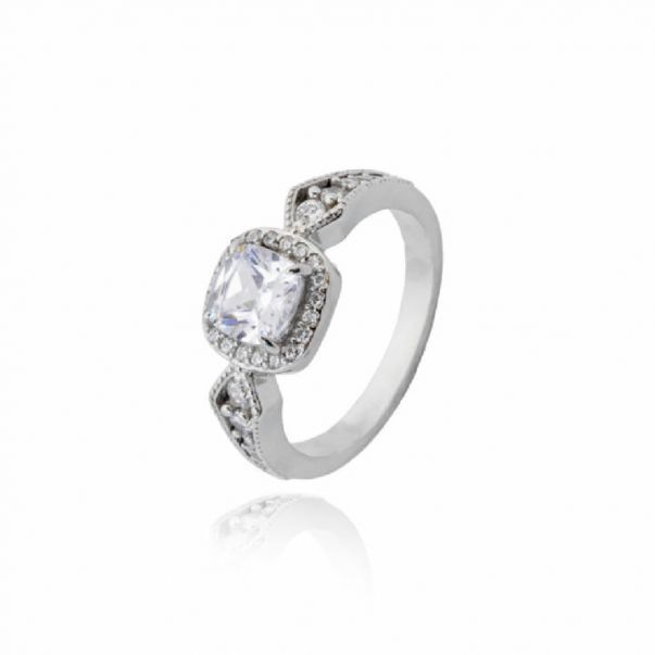 Anillo Plata Rodio Circonitas