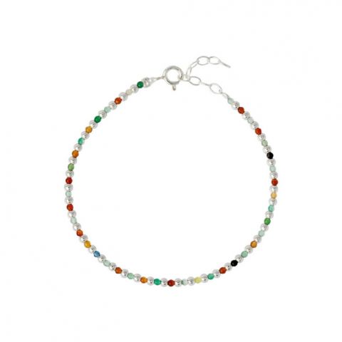 Pulsera Piedra Colores Plata
