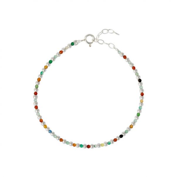 Pulsera Piedra Colores Plata